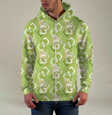 Оливковый геометрический узор в стиле семидесятых Retro Geometric Pattern, Толстовка мужская на молнии 3Д полная запечатка