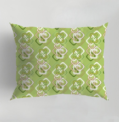 Оливковый геометрический узор в стиле семидесятых Retro Geometric Pattern, Подушка декоративная 50х70 см