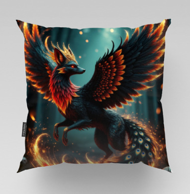 Fire Fox Phoenix Hybrid – Огненная лиса феникс в лесу мистический дух природы - Магазин футболок jestkrd, Подушки