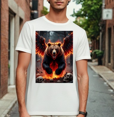 Могучий коронованный огненный медведь с крыльями / Fire Bear Wings - Магазин футболок jestkrd