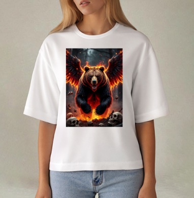 Могучий коронованный огненный медведь с крыльями / Fire Bear Wings - Магазин футболок jestkrd
