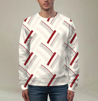 Geometric / Абстрактный узор с бордовыми линиями создающий строгий ритм, Свитшот мужской 3D