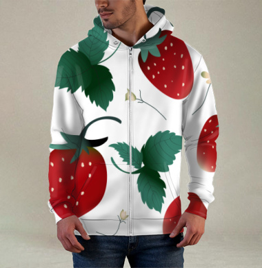 Fresh Red Sweet Berries Strawberry Garden – Садовая клубника, Толстовка мужская на молнии 3Д полная запечатка