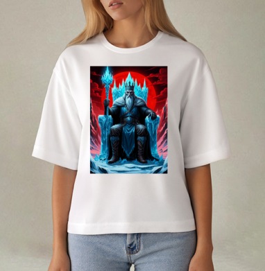 Powerful Eternal Ice King Sitting On Throne - Вечный Ледяной Король Трон, Футболка женская оверсайз Mido