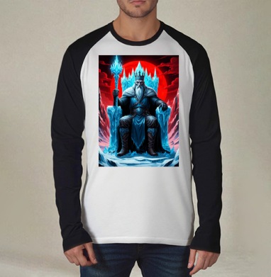 Powerful Eternal Ice King Sitting On Throne - Вечный Ледяной Король Трон, Футболка длинный рукав / Мужчинам / Реглан / Принт