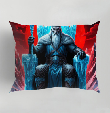 Powerful Eternal Ice King Sitting On Throne - Вечный Ледяной Король Трон, Подушка декоративная 50х70 см