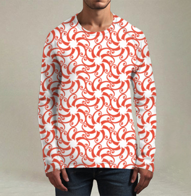 Dynamic Rotating Coral Swirls Patterns Вращающиеся коралловые завитки узоры, Футболка мужская лонгслив 3Д