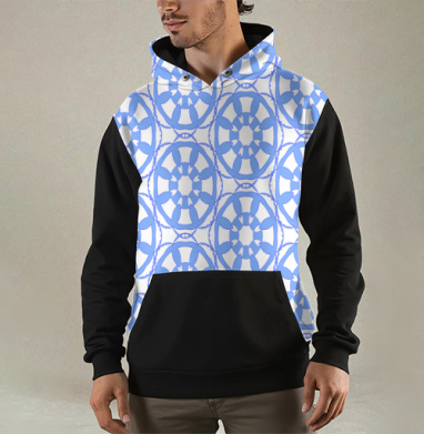 Blue Geometric Tile Pattern / Синий Геометрический Узор синий серый орнамент, Толстовка мужская Regular 3D