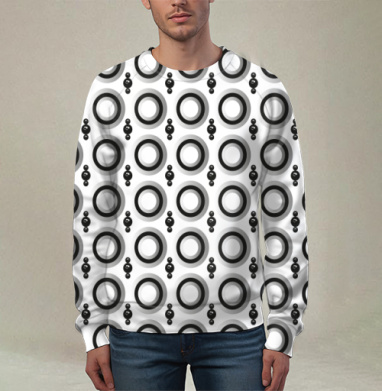 Узор с кольцами и сферами Geometric pattern and black spheres, Свитшот мужской 3D