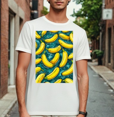 Refreshing Tropical Bananas in Water / Свежие желтые бананы в воде, Футболка мужская Base белая