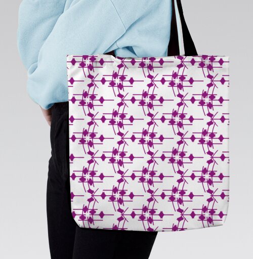 Геометрический узор фуксия на сером Abstract Fuchsia Grey Pattern, Сумка с ручкой и внутренним карманом на молнии