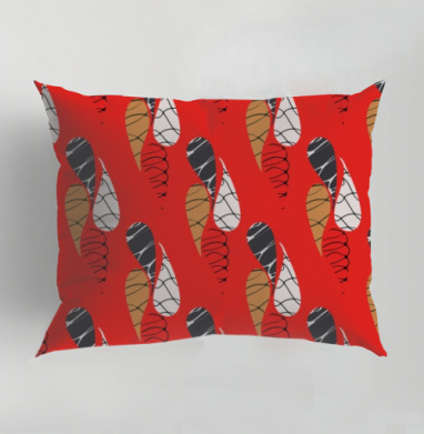 Абстрактный графический узор лепестки / Abstract pattern red drops, Подушка декоративная 50х70 см