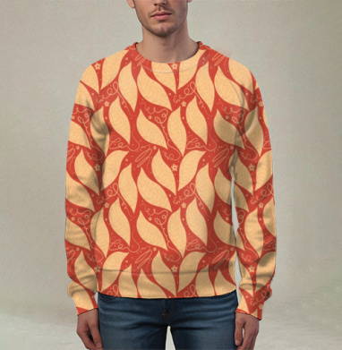 Organic Autumn Leaves Pattern / Узор Осенние Листья стильный домашний текстиль, Свитшот мужской 3D