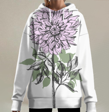 Розовый летний цветок, Hoodie Long Oversize 3D