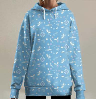 Небесное поле., Hoodie Long Oversize 3D