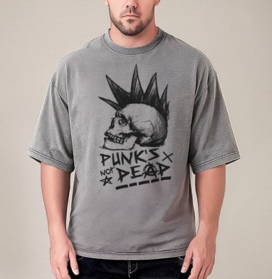 Череп с ирокезом PUNKS NOT DEAD – панк-графика - Купить Товары с принтом 