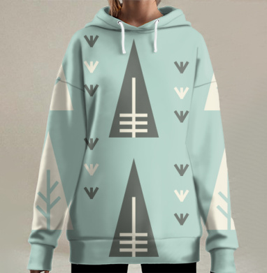 Ели в снегу, Hoodie Long Oversize 3D
