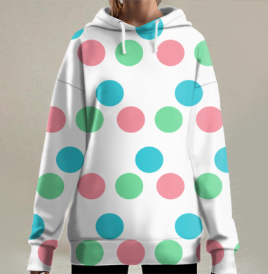 Узор пастельных кругов в сером фоне создаёт спокойствие на поверхности, Hoodie Long Oversize 3D