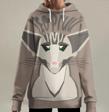 Кот с именем Георгий и выразительными глазами для всей семьи, Hoodie Long Oversize 3D