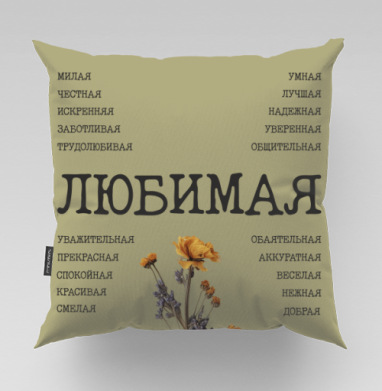 Любимая женщина с комплиментами нежная добрая, Подушка велюр плюшевая 45х45