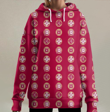 Восточный узор бордовый классический восток, Hoodie Long Oversize 3D
