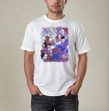 Абстрактный мозаичный рисунок в серо фиолетовых оттенках, Футболка / Мужчинам / Pure / Белая / C принтом