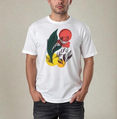 Абстрактный ботанический экспрессионизм, Футболка / Мужчинам / Pure / Белая / C принтом