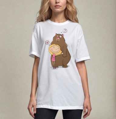 I like teddy bears, Футболка / Унисекс / Оверсайз / Белая / C принтом