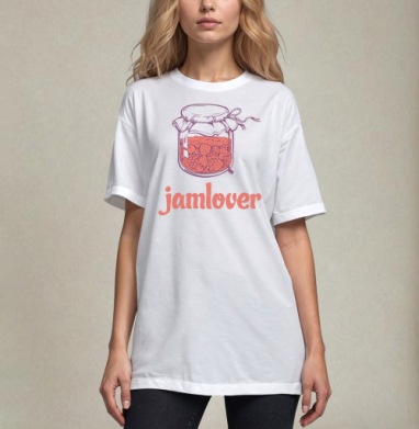 Jamlover – Сладкоешкам посвящается, Футболка / Унисекс / Оверсайз / Белая / C принтом