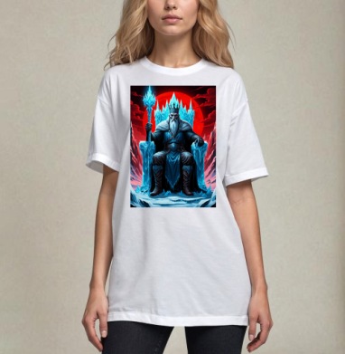 Powerful Eternal Ice King Sitting On Throne - Вечный Ледяной Король Трон - Магазин футболок jestkrd