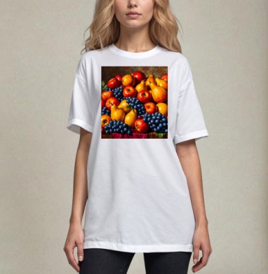 Спелые яблоки груши Натюрморт Still Life натюрморт для кухни подарок, Футболка / Унисекс / Оверсайз / Белая / C принтом