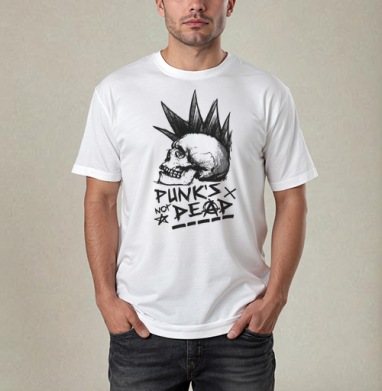 Череп с ирокезом PUNKS NOT DEAD – панк-графика - Купить Товары с принтом 