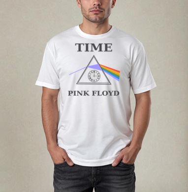 Преобразование света через время с часами Pink Floyd, Футболка / Мужчинам / Pure / Белая / C принтом