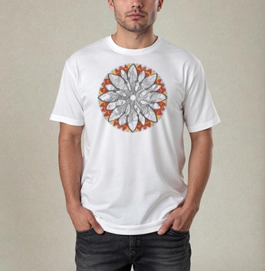 Mandala/Мандала симметричный зентангл узор для созерцания медитативного черно белого, Футболка / Мужчинам / Pure / Белая / C принтом