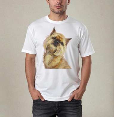 Брюссельский гриффон, Футболка / Мужчинам / Pure / Белая / C принтом