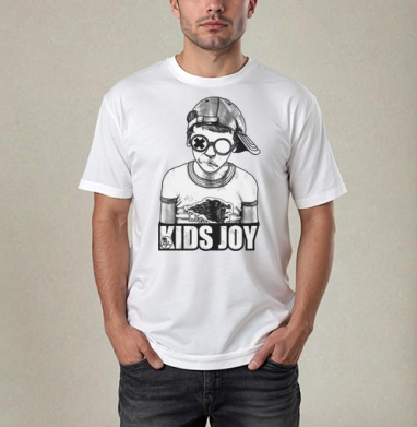 Стильный Монохромный Подросток В Очках KIDS JOY, Футболка / Мужчинам / Pure / Белая / C принтом