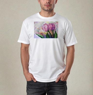 Нежные весенние цветы с каплями росы нежность природы свежесть цветов, Футболка / Мужчинам / Pure / Белая / C принтом
