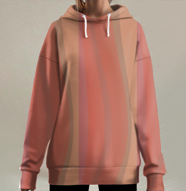 Абстрактное движение плавных линий теплых оттенков движения времени эмоций, Hoodie Long Oversize 3D