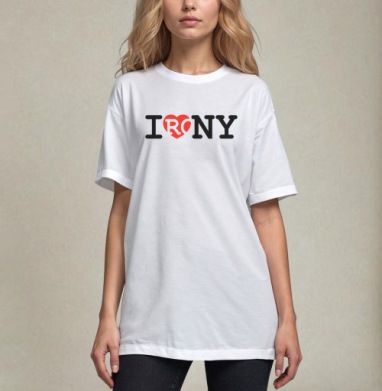 Смелая графическая интерпретация городской иронии в слове IRONY Ирония, Футболка / Унисекс / Оверсайз / Белая / C принтом