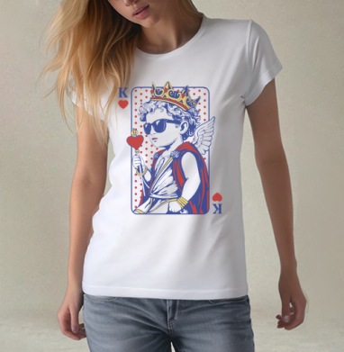 Король купидон, Футболка женская белая 180гр