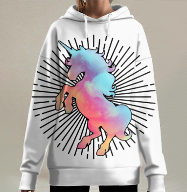 Единорог классический, Hoodie Long Oversize 3D