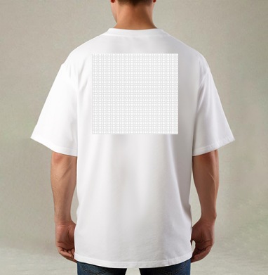 White Puzzle Piece Geometry / Белая геометрия деталей пазла черных линий, Футболка / Мужская / Оверсайз / С принтом на спине