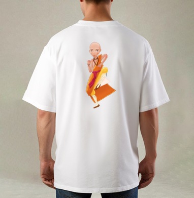 Маленький отважный мастер Shaolin Monk / Шаолиньский монах кунг-фу, Футболка / Мужская / Оверсайз / С принтом на спине