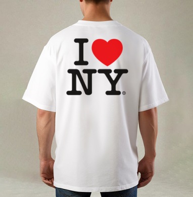 I Love NY, Футболка / Мужская / Оверсайз / С принтом на спине