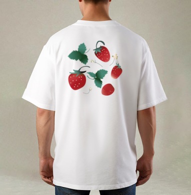 Fresh Red Sweet Berries Strawberry Garden – Садовая клубника, Футболка / Мужская / Оверсайз / С принтом на спине