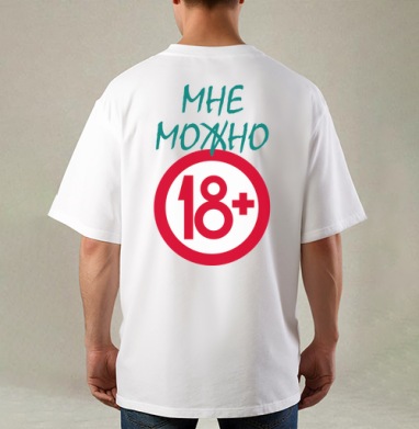 Взрослый статус утверждение 18 плюс, Футболка / Мужская / Оверсайз / С принтом на спине