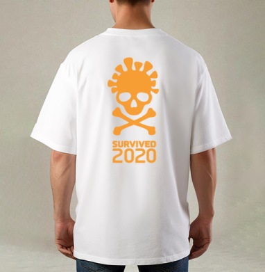 Выжил в 2020 году символ опасности 2020, Футболка / Мужская / Оверсайз / С принтом на спине
