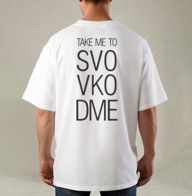 TAKE ME TO SVO VKO DME современный минимализм, Футболка / Мужская / Оверсайз / С принтом на спине