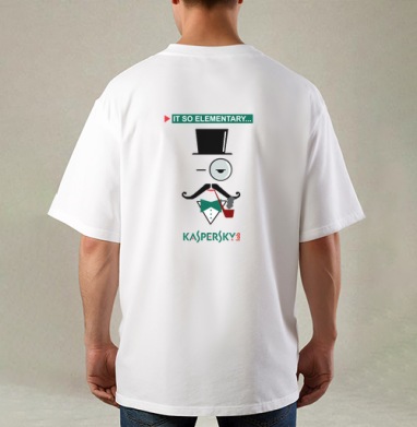 Стильный минималистичный портрет Шерлока Холмса Kaspersky, Футболка / Мужская / Оверсайз / С принтом на спине