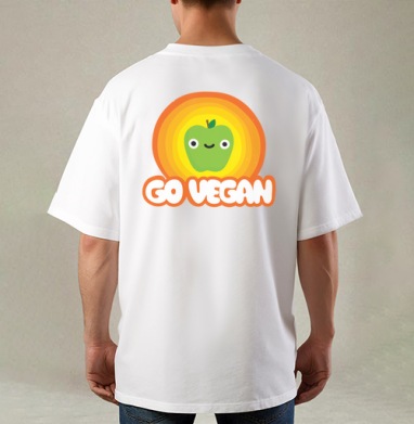 GO VEGAN! / Стань веганом!, Футболка / Мужская / Оверсайз / С принтом на спине